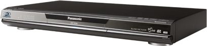 Panasonic DMP-BD80 sort 4K Blu-ray-afspiller, set forfra, rektangulært design, blank frontpanel med knapper og diskskuffe