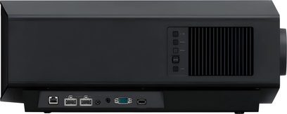 Proyector Sony BRAVIA Projector 8 (VPL-XW6100ES) negro, vista lateral, botones y puertos visibles, rejilla de ventilación