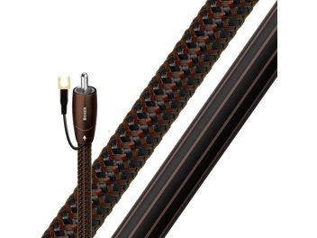 Audioquest Boxer 5M dark brown braided audio cable with gold-plated RCA connector on white background