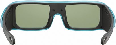 Dětské aktivní 3D brýle Sony TDG-BR50, černomodrá obruba, zeleně tónovaná skla, pohled zepředu