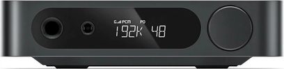 FiiO K11 R2R sort hovedtelefonforforstærker, set forfra med 192 kHz-skærm, hovedtelefonudgang og lydstyrkeknap