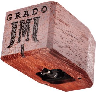 Testina per giradischi in vinile Grado Statement, corpo in legno rettangolare venato, portapunta e puntina diamantata nera lucida