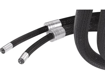 Inakustik NF-2405 AIR analog RCA audio cable with black braided sleeve, silver metal connectors, and engraved rings