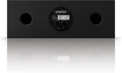 Amphion Argon 5C sort højttaler, set forfra, to runde højttalere, stik på bagsiden