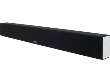 Чорна саундбар Monitor Audio SB-4, вигляд спереду, витягнута прямокутна форма, чорна решітка на передній панелі