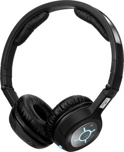 Sennheiser PX 210 BT črna circumauralna slušalka, obročasta konstrukcija in blazinice iz umetnega usnja, pogled od spredaj