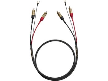 Phono kabel Cardas Iridium 1,25 m, pozlacené RCA konektory, černý plášť, červený a černý vodič