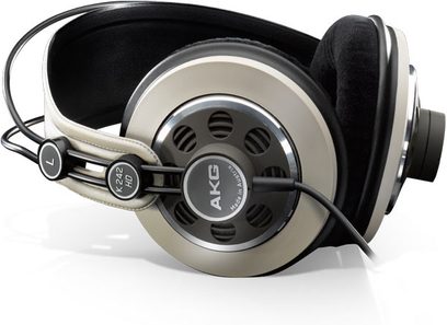AKG K 242 HD åbne hovedtelefoner, sort og sølv, set fra venstre side, runde ørekopper, polstret hovedbøjle