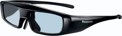 Dobíjecí 3D brýle Panasonic TY-ER3D4SE, černý rámeček, tmavě šedá obdélníková skla, pohled z tříčtvrtečního úhlu