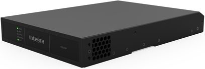 Ampli Integra 4125DSP черен, rack формат, семпла предна фасада със светлинни индикатори за състоянието, изглед от три четвърти