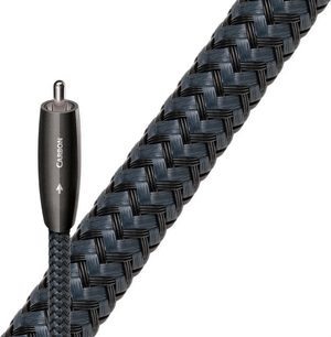 Audioquest Carbon Coaxial 1,5m digitalt koaksialkabel, sort flettet kappe, forsølvede RCA-stik, nærbillede