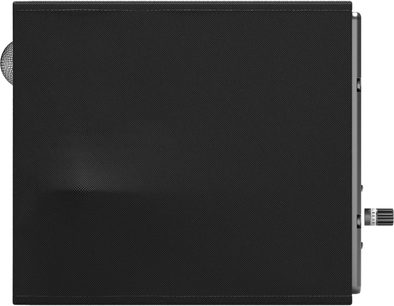 Diffusore Gold Note DIANA I nero, grande pannello frontale in tessuto nero e manopola zigrinata argentata sul lato