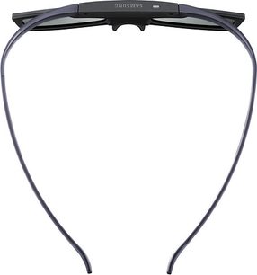 Samsung SSG-5100GB 3D-Brille, schwarz, Vorderansicht, auseinandergeklappte Bügel, rechteckige Gläser ohne Tönung, dünnes Kunststoffgestell