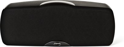 Klipsch Synergy C-10 sort centerkanal, set forfra, rektangulær form der er længere vandret, sort gitter