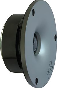 Cabasse Surf sort højttaler i blank sort, set forfra, oval form, sort lakeret, to runde højttalere