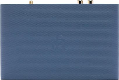 Bezdrátový vysílač iFi Audio ZEN Air Blue 2 v texturované modré, pohled shora se zlatými konektory