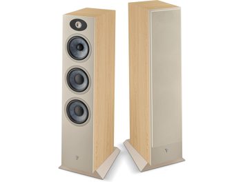 Diffusore da pavimento Focal Theva N°3 in rovere chiaro, 3 altoparlanti, griglia grigia, design di alta gamma