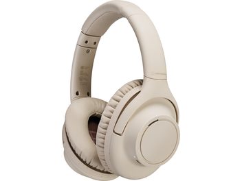 Draadloze koptelefoon Audio Technica ATH-S300BT beige, driekwart zicht, gewatteerde oorkussens, verstelbare hoofdband, draaibare oorschelpen