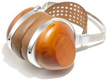 Hifiman HE-R10P hifi-hodetelefoner, ovale øreklokker i perforert sølvfarget metall, polstret hodebøyle, flettet kabel