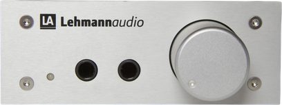 Hodetelefonforforsterker Lehmann Audio Linear D MKII sølv, børstet aluminiumsfront, to jack-utganger og stor knapp
