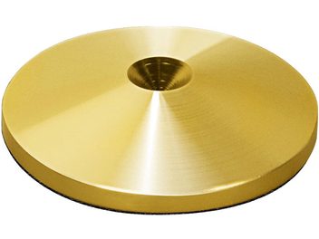 Norstone Design gouden massief messing contrapunt, gouden afwerking, bovenaanzicht, conische cirkelvormige vorm met centrale uitsparing