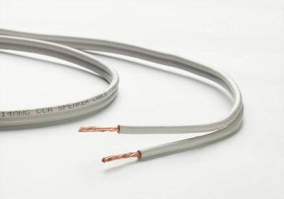 Kabel pro reproduktor Taga Harmony TAVC-14 G šedý, detailní pohled zepředu, dva zkroucené měděné vodiče