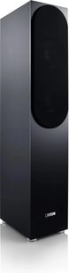 Diffusore da pavimento Canton GLE 70 S2 nero, dal design rettangolare sobrio con griglia frontale in tessuto e logo in basso