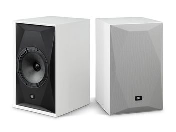 Kolumna podstawkowa Mofi Electronics SourcePoint 8 biała, białe wykończenie z czarnym głośnikiem i szarą maskownicą