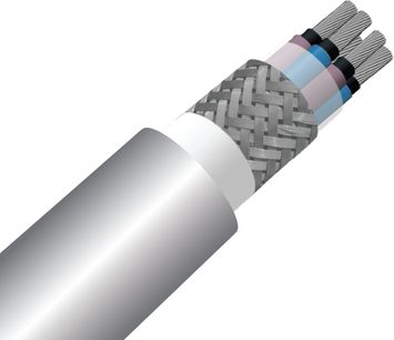 Kabel zasilający Taga Harmony STPC-TS 1m, przekrój, szara osłona zewnętrzna, metalowy oplot, wielokolorowe przewody