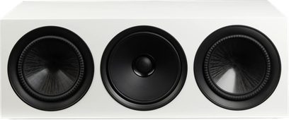 Centerluidspreker Paradigm Premier 520LCR v2 satijnwit, witte voorkant met drie zwarte luidsprekers in vooraanzicht
