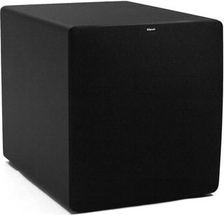 Klipsch SW-115 sort subwoofer, kubisk form, mat sort finish, sort gitter på forsiden