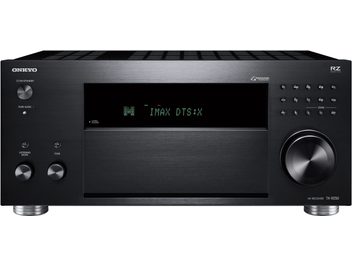 Onkyo TX-RZ50 svart hemmabioförstärkare, stilren framsida med grön display, rattar och några knappar