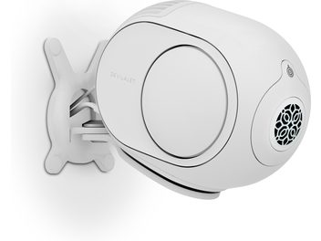 DEVIALET GECKO Lautsprecherständer - Phantom II weiß, Frontansicht, aus glattem, weißem Kunststoff mit abgerundeter Form und schwarzem Gitter
