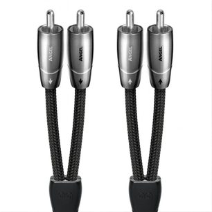 Audio kabel RCA AudioQuest Angel, stereo pár s černým opleteným pláštěm a stříbrnými konektory samec
