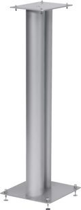 Norstone Design Stylum 3 satin sølv høyttalerstativ, rektangulær metallisk tubulær struktur, 4 justerbare føtter