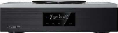 Technics SA-C600EG-S All-in-One High-Fidelity-System, dunkelgraues Gehäuse, integrierter Plattenspieler, Display, Bedienelemente