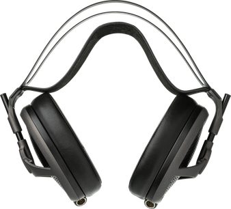 Sluchátka Meze Audio Elite Tungsten otevřená, černý oblouk a skořepiny, kovové mřížky, kabel s konektorem jack 6,35 mm