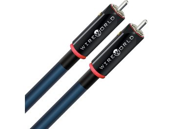 Wireworld Oasis 10 RCA 1 m hosszú analóg RCA audiókábel, fekete hengeres csatlakozók piros gyűrűkkel, sötétkék testtel