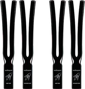 Kabeltillbehör Strumpa Rocket 44 svart, 4-pack, frontvy, text ”audioquest”, ”44”, ”AMP END”, ”SPEAKER END”