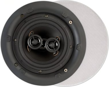 εντοιχιζόμενο ηχείο οροφής ArtSound FL550 στρογγυλό μαύρο με διπλό κεντρικό tweeter και λευκή γρίλια