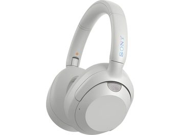 Auriculares hi-fi inalámbricos Bluetooth Sony ULT WEAR blancos, vista de tres cuartos, diadema acolchada, almohadillas ovaladas, logo visible