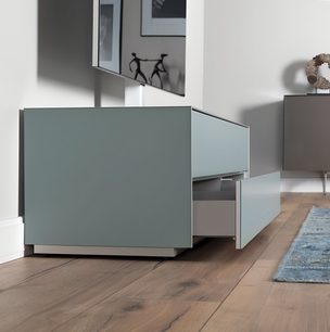 Mobilă TV Sonorous Elements EX10-DD-BLK-BLK-2-A gri albastru mat, design minimalist cu sertar întredeschis