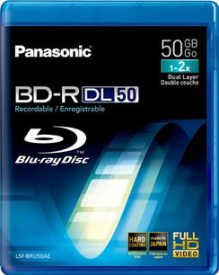 Panasonic BD-R DL50 dobbeltlags Blu-ray-disk 50 GB 1-2x, fremstillet i Japan, hård belægning, fuld HD-video