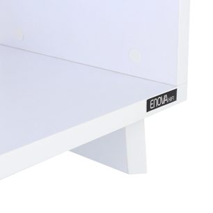 Hvidt Enova HIFI Vinyle Lover-møbel til pladespiller, set forfra i let fugleperspektiv