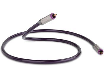 Câble coaxial numérique QED Reference Digital Audio 1m violet et gris, connecteurs RCA plaqués or, vue de dessus