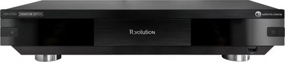 R_volution DIYX700 Signature Edition sort multimediaflejer, set forfra, front i børstet aluminium, USB-port