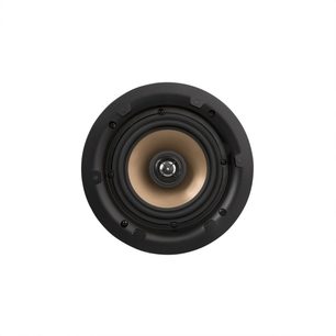 Vestavný stropní reproduktor ArtSound SMART HPRO525 černý, čelní pohled, zlatý středový kužel a černý kulatý okraj