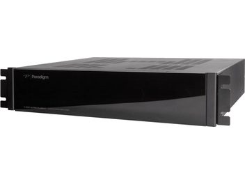 Wzmacniacz mocy hi-fi X-850 z błyszczącym czarnym panelem przednim, prostokątną obudową, otworami wentylacyjnymi na górze i bocznymi wspornikami