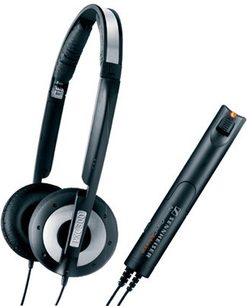 Åbent hi-fi hovedsæt Sennheiser PXC-300 i sort, justerbar hovedbøjle, runde drejelige ørepuder, integreret kabelbåren fjernbetjening