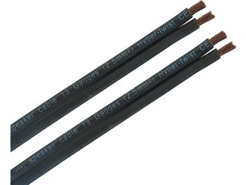 Schwarzes Lautsprecherkabel 2,5 mm² aus mehrdrähtigem Kupfer, Mantel mit Aufdruck speaker cable 13 Gauges Hyper-twist CE